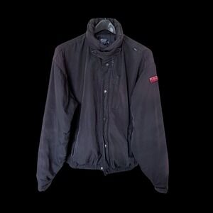 90's Polo Sport Ralph Lauren Black Bomber Jacket Large Vintage Zip Distressed